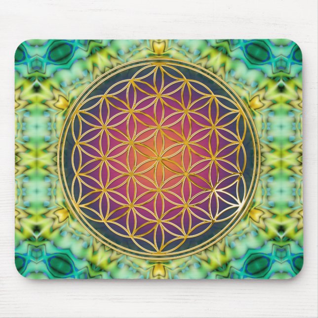 Flower Of Life - gold - fractal 2 Mouse Pad (Front)