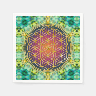 Flower Of Life - gold - fractal 2 Napkin