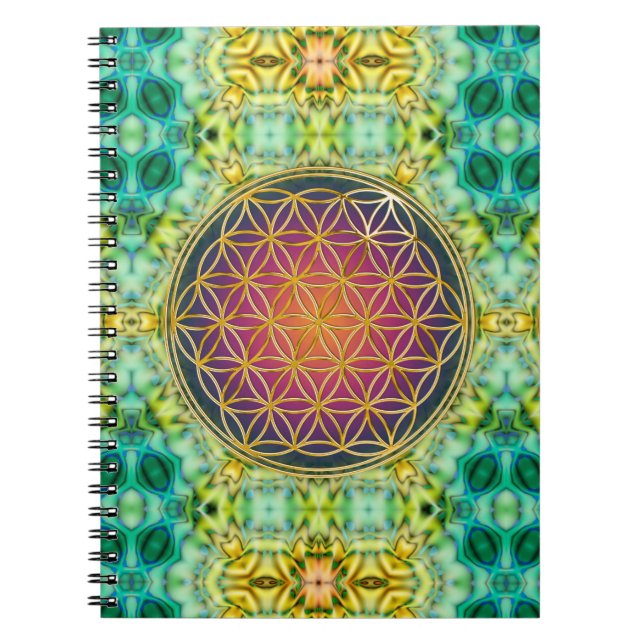 Flower Of Life - gold - fractal 2 Notebook (Front)