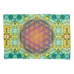 Flower Of Life - gold - fractal 2 Pillowcase