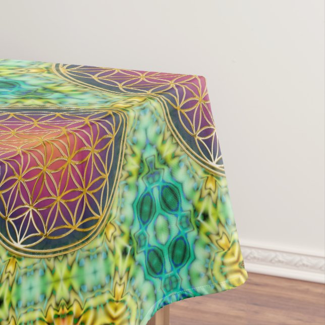Flower Of Life - gold - fractal 2 Tablecloth (In Situ)