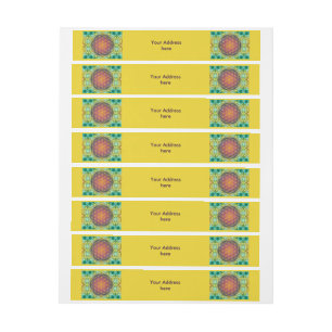 Flower Of Life - gold - fractal 2 Wraparound Address Label