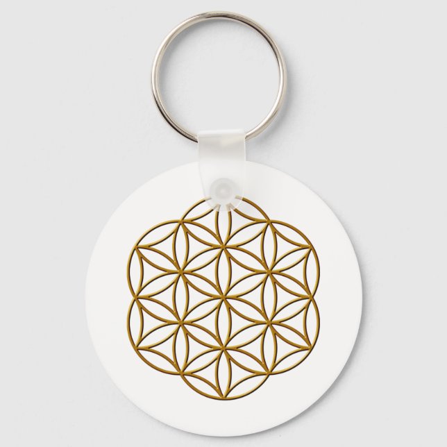 Flower of Life Gold Key Ring (Front)
