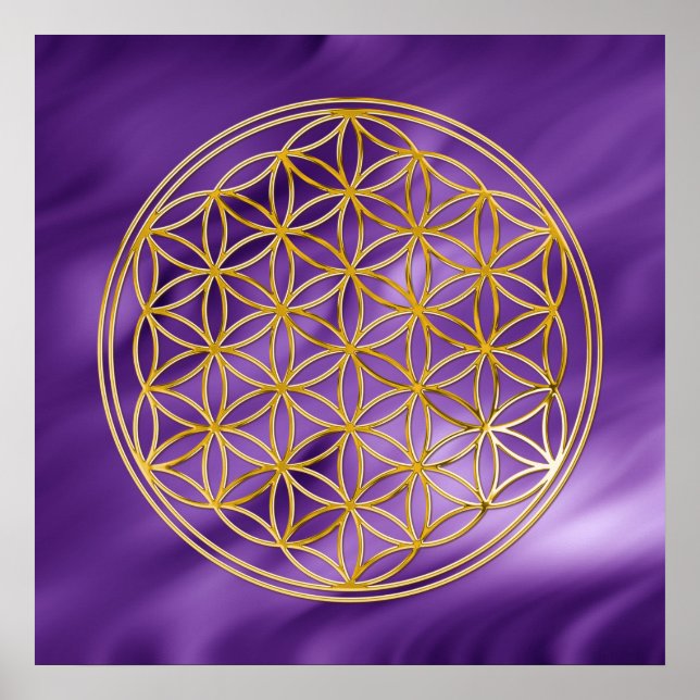 Flower Of Life | gold, lila waves Poster (Front)
