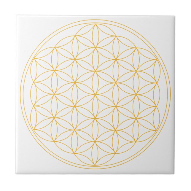 Flower of Life Gold Line Ceramic Tile (Front)