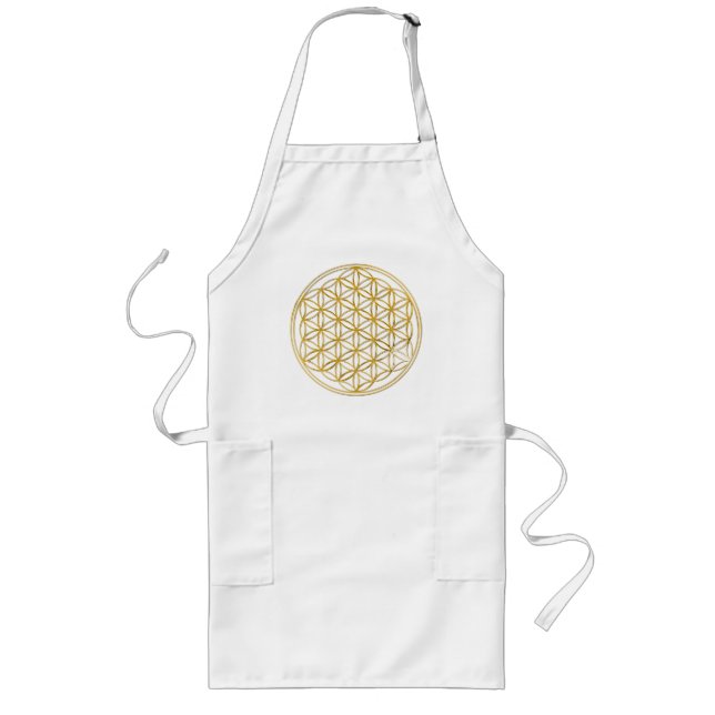 FLOWER OF LIFE - gold Long Apron (Front)