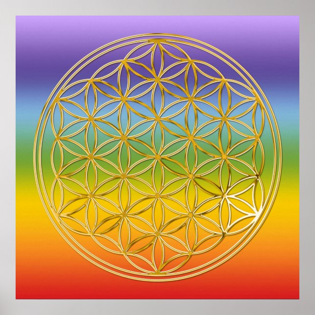 FLOWER OF LIFE - gold Poster (Front)