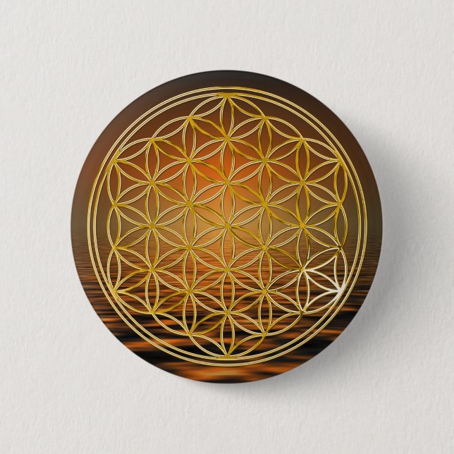 Flower Of Life | gold, small 6 Cm Round Badge (Front)