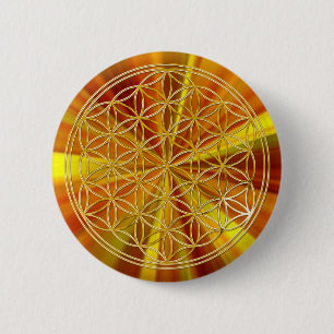 Flower Of Life gold, small 6 Cm Round Badge