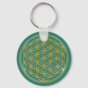 Flower Of Life gold, small Key Ring