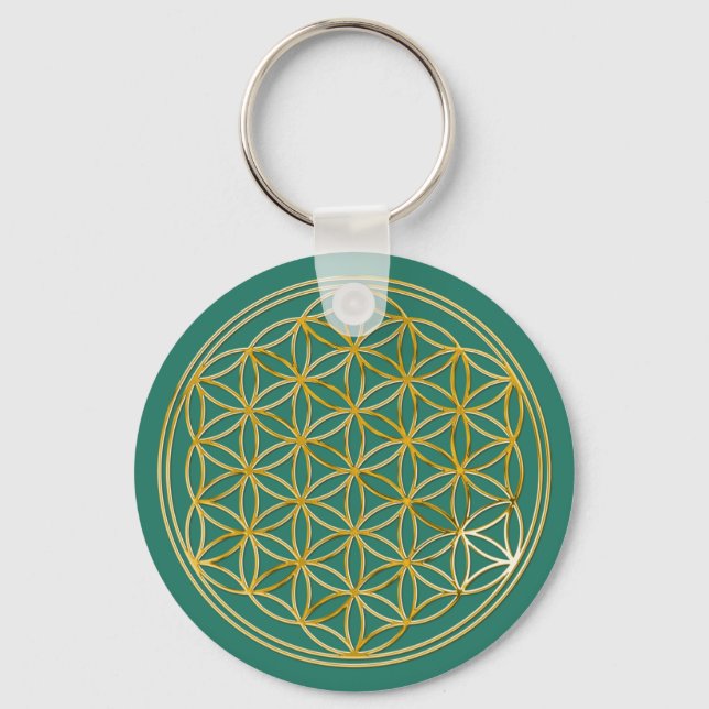 Flower Of Life | gold, small Key Ring (Front)