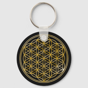 Flower Of Life gold, small Key Ring