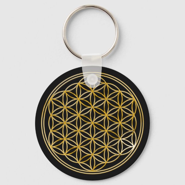 Flower Of Life | gold, small Key Ring (Front)