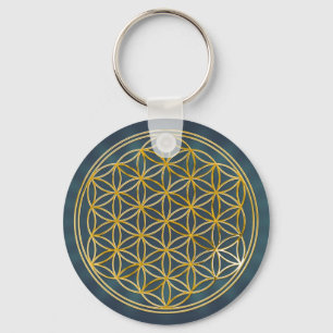Flower Of Life gold, small Key Ring
