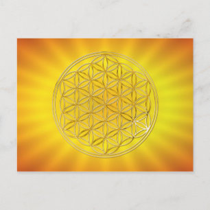 Flower Of Life gold, small Postcard