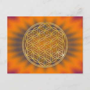Flower Of Life gold, small Postcard