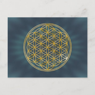 Flower Of Life gold, small Postcard