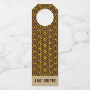 FLOWER OF LIFE - gold style pattern Bottle Tag