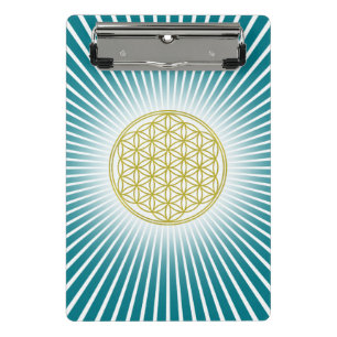 Flower of Life - gold white rays + your backgr. Mini Clipboard