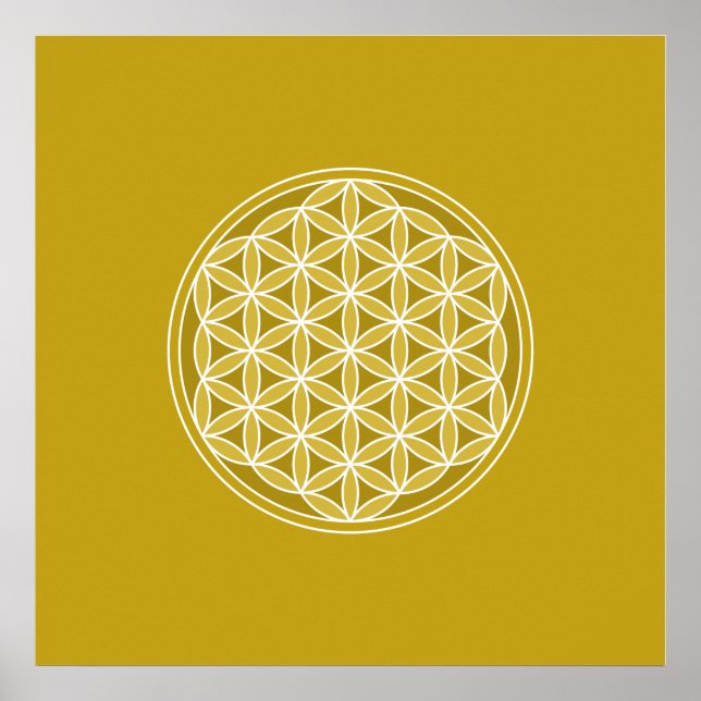 Flower of Life – Golds & White Poster (Front)