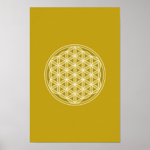 Flower of Life – Golds & White Poster