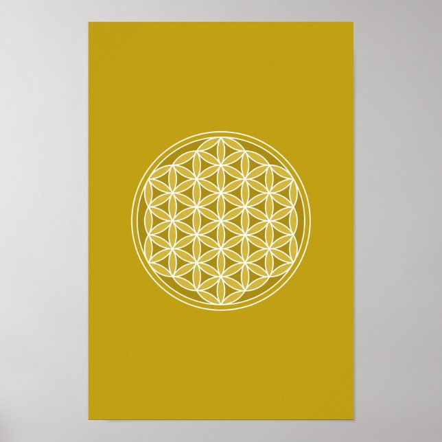 Flower of Life – Golds & White Poster (Front)