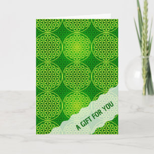 FLOWER OF LIFE - green mix pattern Card