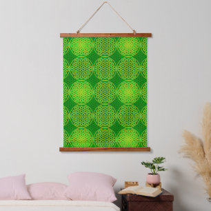 FLOWER OF LIFE - green mix pattern Hanging Tapestry