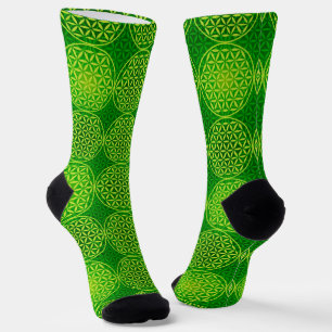 FLOWER OF LIFE - green mix pattern Socks