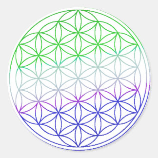 Flower of Life - Green & Purple Gradient Classic Round Sticker
