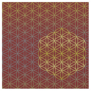 Flower of Life - grid pattern gold silver Fabric