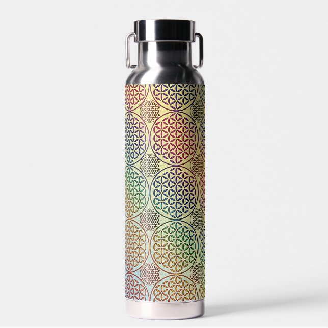 FLOWER OF LIFE - grunge pattern 1 Water Bottle (Front)