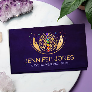 Flower of life, healing hands, chakras business card