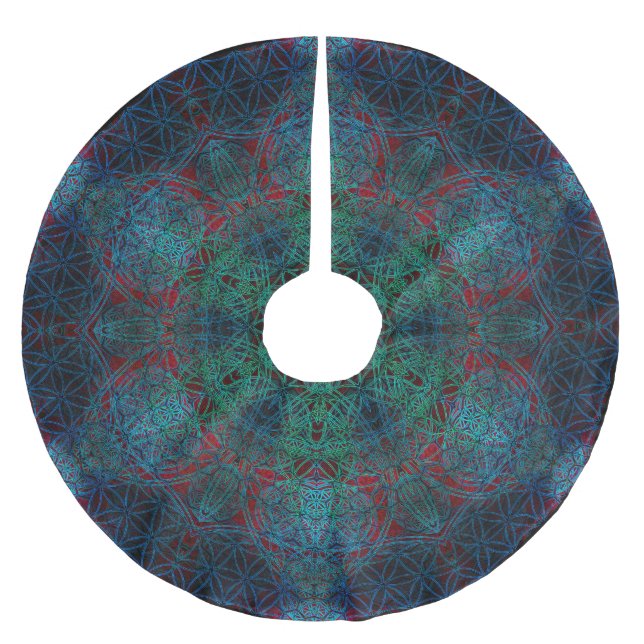 Flower of Life Hexagon Mandala Tree Skirt (Front)