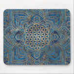 Flower of Life in Lotus - Blue Marble and Gold Mouse Pad<br><div class="desc">Flower of Life in Lotus Mandala - Blue Marble and Gold</div>