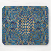 Flower of Life in Lotus - Blue Marble and Gold