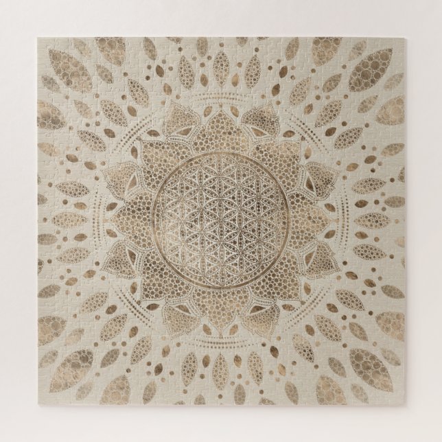 Flower of Life in Lotus Dot Art pastel golds Jigsaw Puzzle (Vertical)