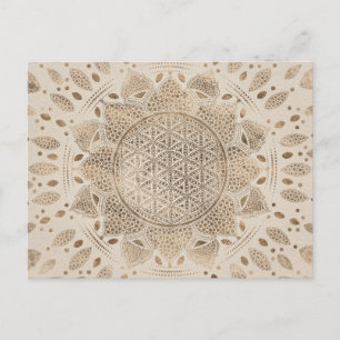 Flower of Life in Lotus Dot Art pastel golds Postcard