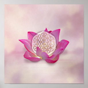 Flower of Life in lotus flower Poster