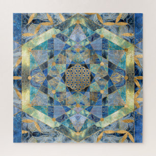 Flower of Life in Sacred Geometry Marble Ornament Jigsaw Puzzle