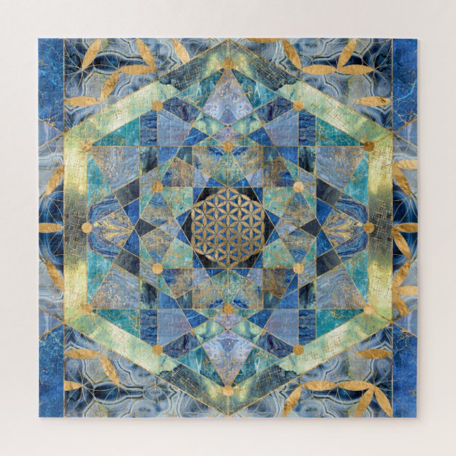 Flower of Life in Sacred Geometry Marble Ornament Jigsaw Puzzle (Vertical)