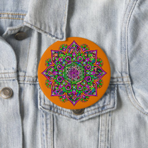 Flower Of Life - Indian Mandala 1 10 Cm Round Badge