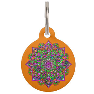 Flower Of Life - Indian Mandala 1 Pet Tag