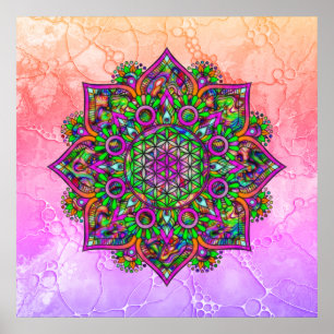 Flower Of Life - Indian Mandala 1 Poster