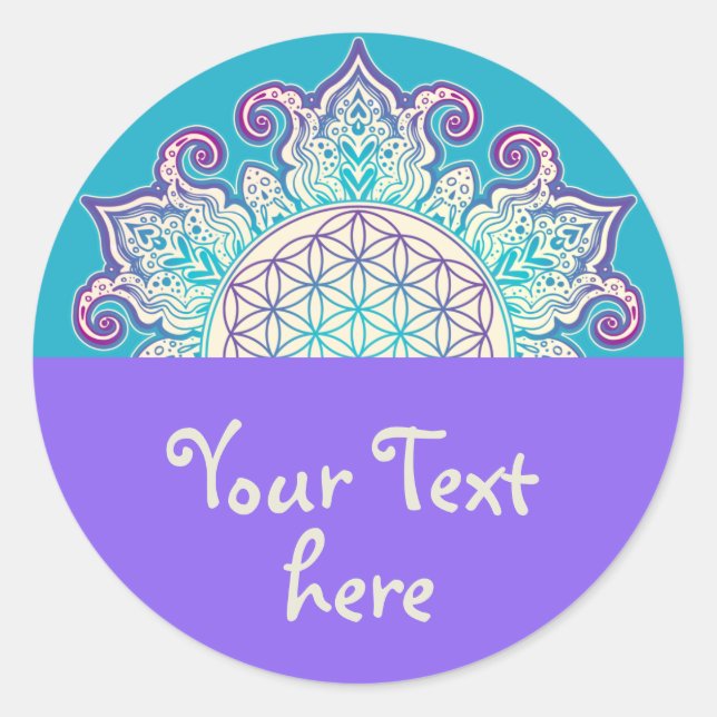 Flower Of Life - Indian Mandala 2 Classic Round Sticker (Front)