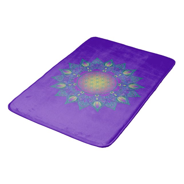 Flower Of Life - Indian Mandala 3 Bath Mat (Angled)