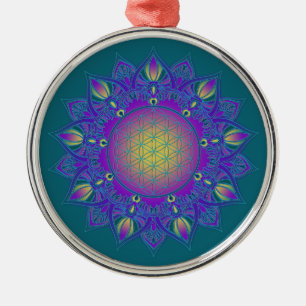 Flower Of Life - Indian Mandala 3 Metal Ornament