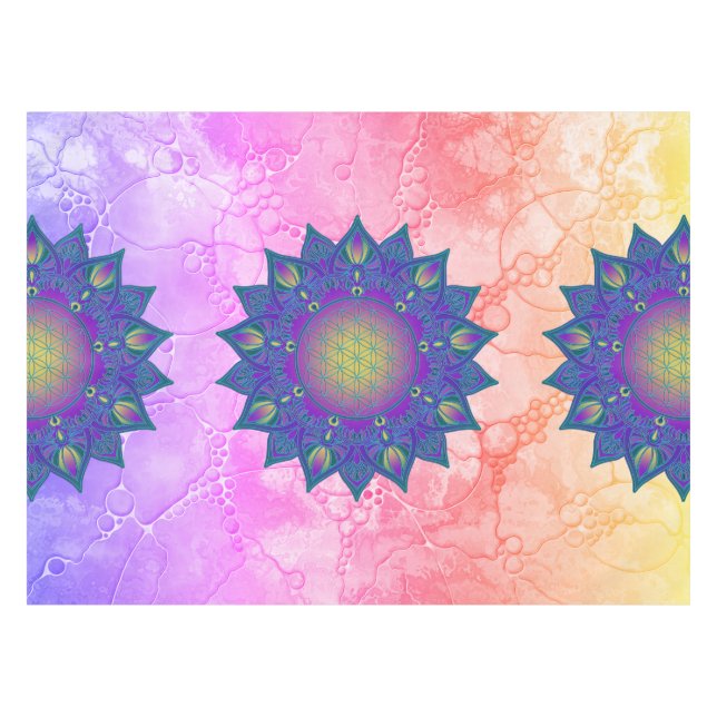 Flower Of Life - Indian Mandala 3 Tablecloth (Front (Horizontal))