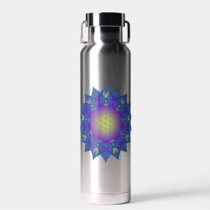 Flower Of Life - Indian Mandala 3 Water Bottle