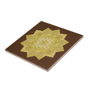 Flower Of Life - Indian Mandala 4 Ceramic Tile